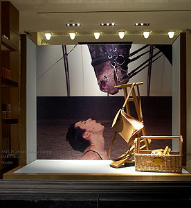 Detail of Hermes'  Madison Avenue Windows  showing Janet Biggs photograph 'Breathe'