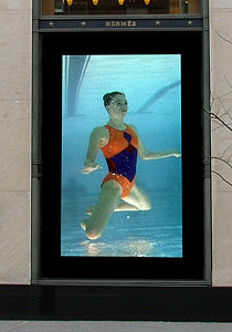 Detail of Deanna Swimming from video artist Janet Biggs Video Installation 'Behind the Vertical' at Hermes, New York