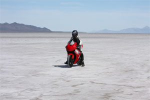 Janet Biggs photo from Vanishing Point: Leslie Portfield at the Bonneville Motorcycle Speed Trials