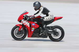 Janet Biggs photo from Vanishing Point: Leslie Portfield at the Bonneville Motorcycle Speed Trials