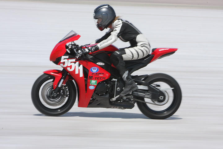Image from Janet Biggs Video Vanishing Point: World Motorcycle Speed Record Holder Leslie Porterfield