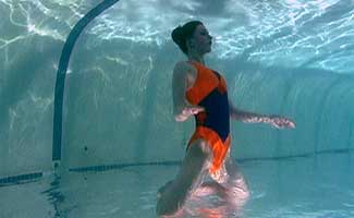 Deanna underwater. Video still from "Airs Above the Ground." 2007, Janet Biggs.